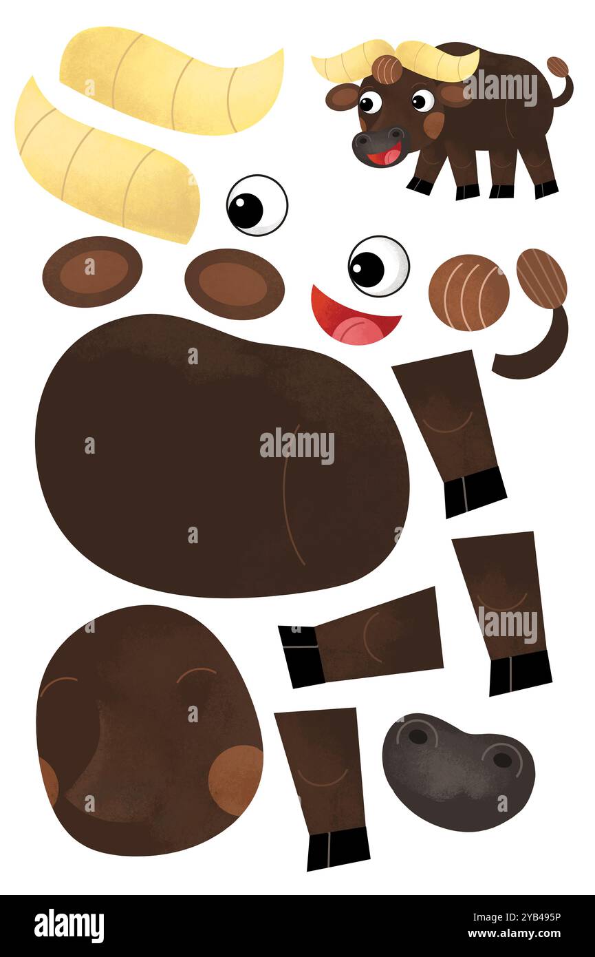 cartoon scene with character puzzle cutout educational exercise manual ...