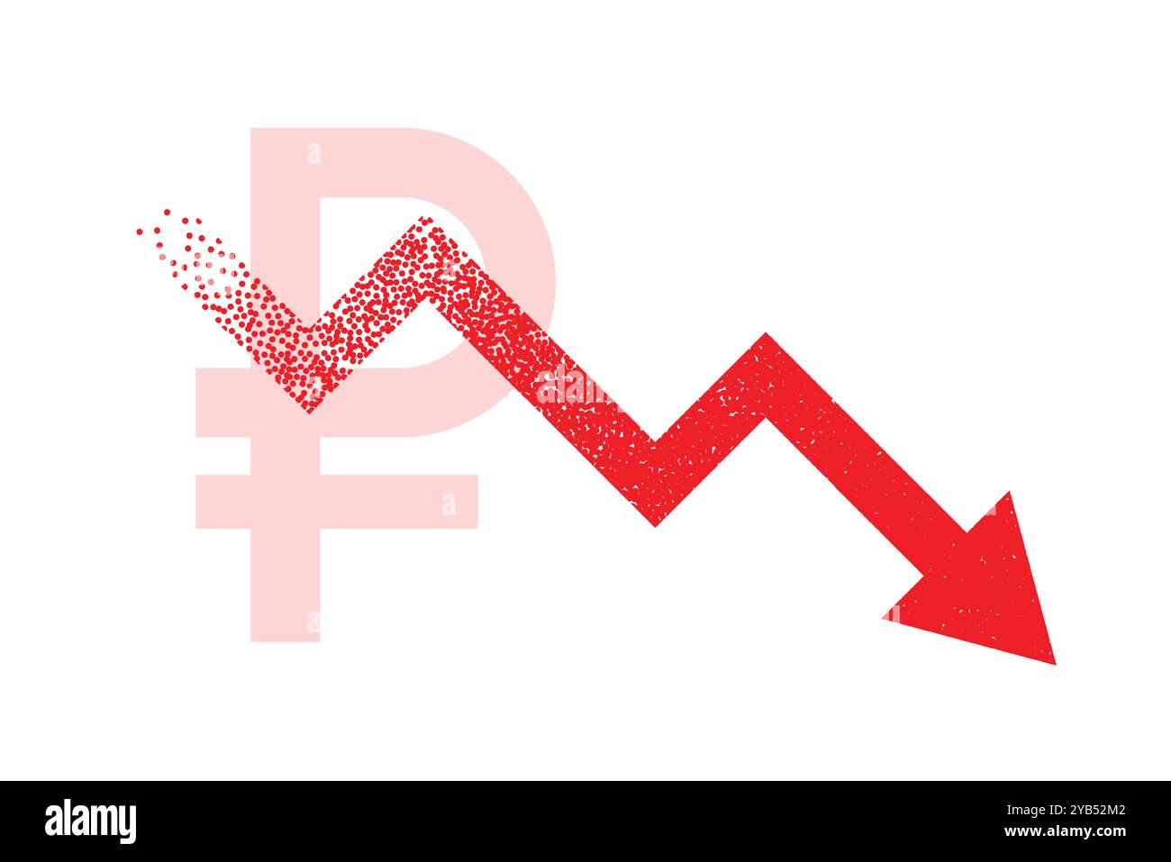 falling ruble currency with red downfall arrow Stock Vector Image & Art ...