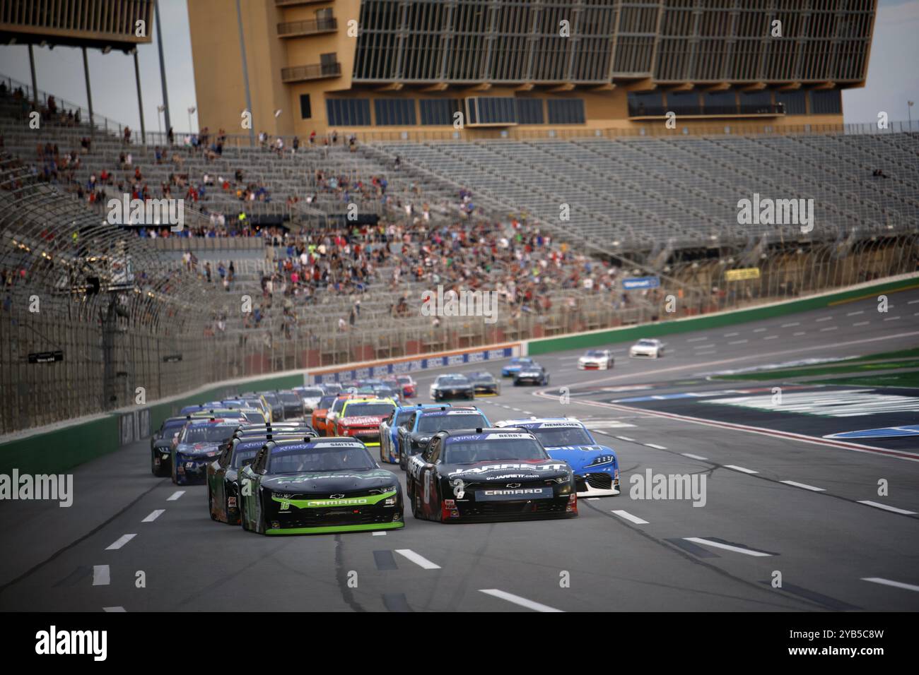 NASCAR Xfinty Driver, Chandler Smith (16) leads the field to turn one for the Alsco Uniforms 250 at the Atlanta Motor Speedway in Hampton GA Stock Photo