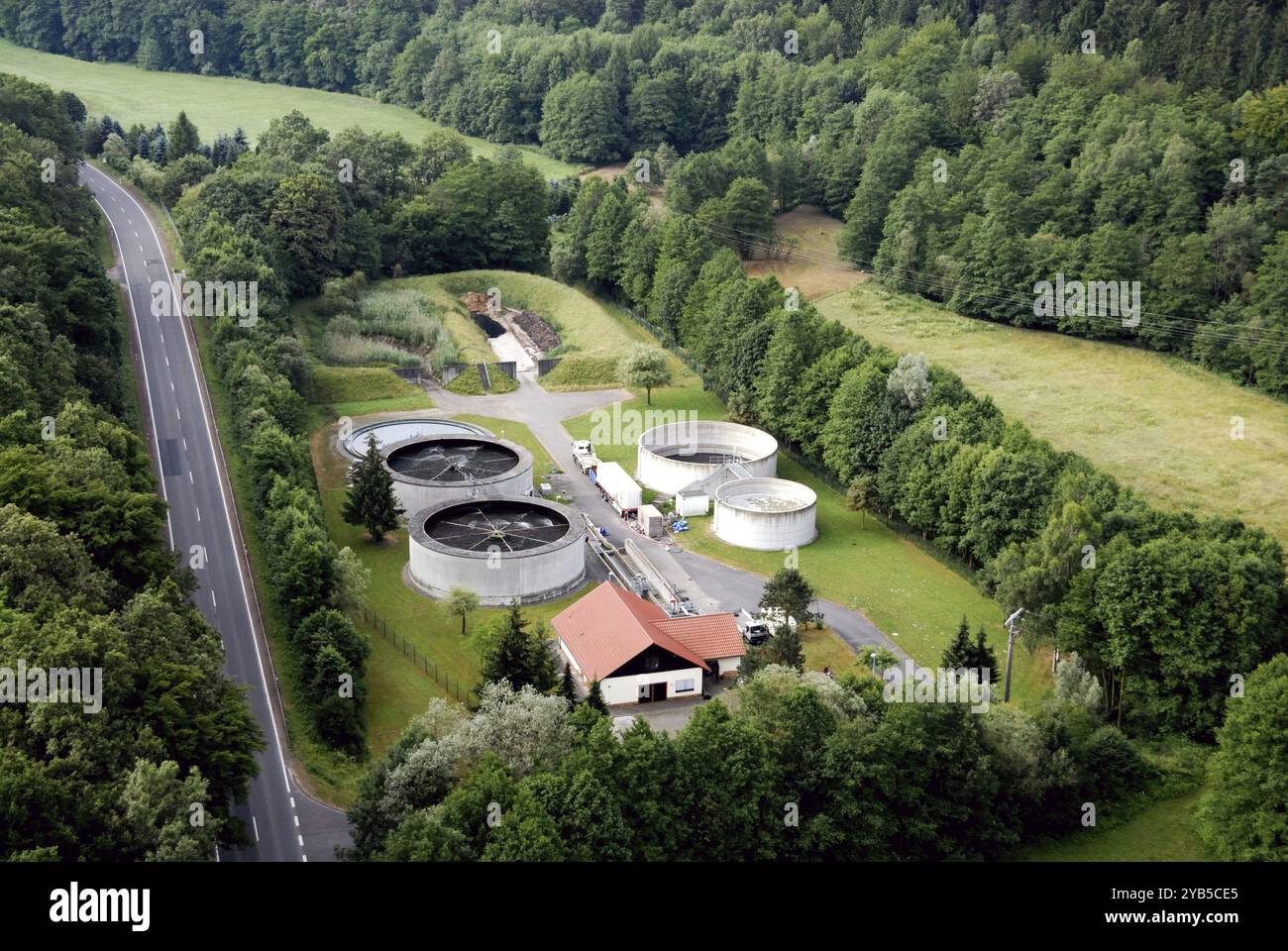 Aerial view of a wastewater treatment plant Stock Photo - Alamy