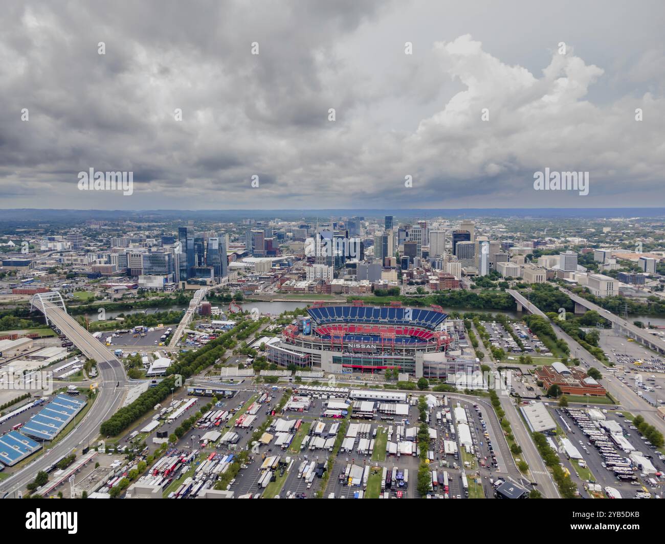 Aerial view of the City of Nashville, Tennessee. Located on the ...