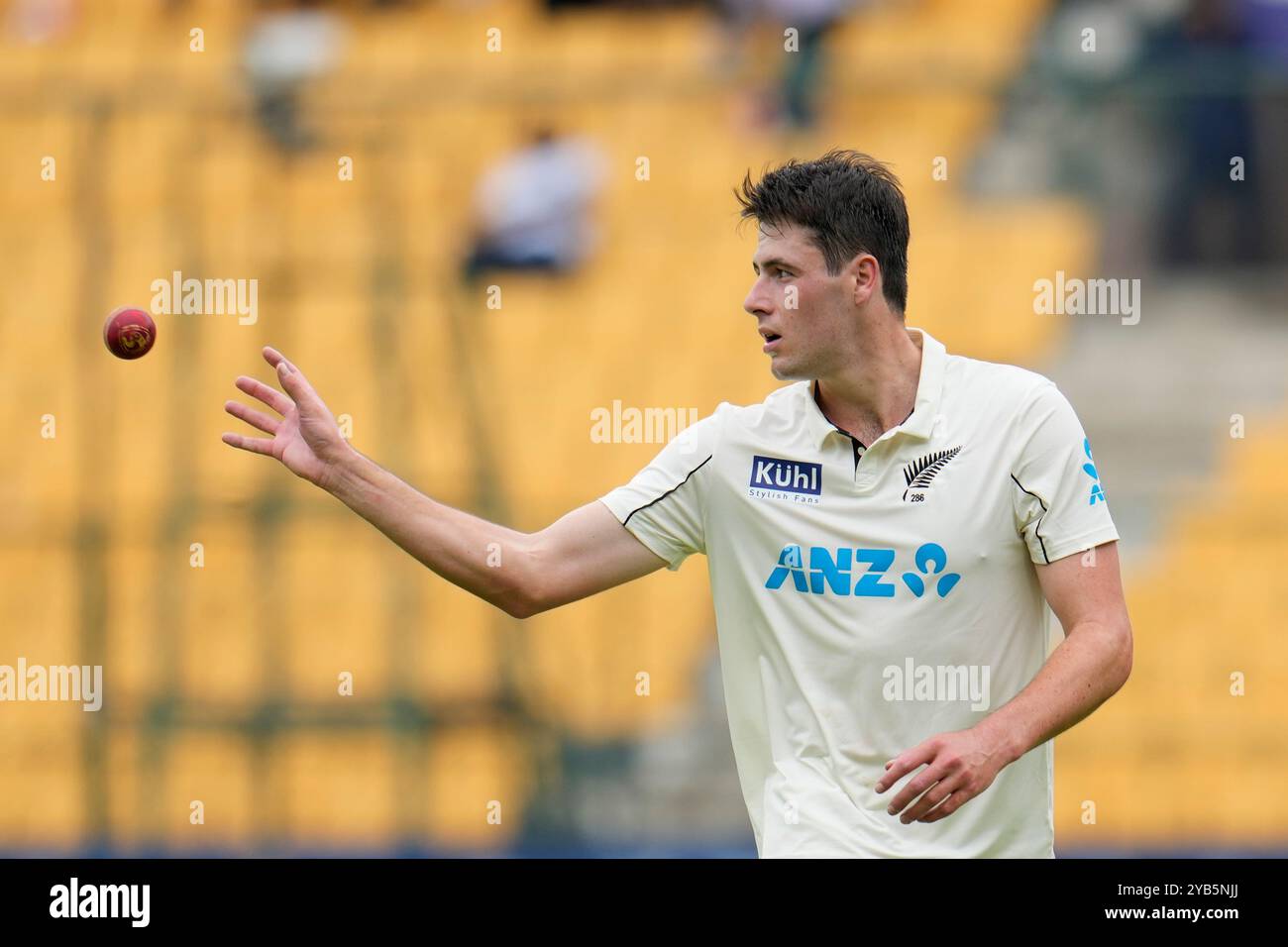 New Zealand's William O'Rourke prepares to bowl a delivery during the ...