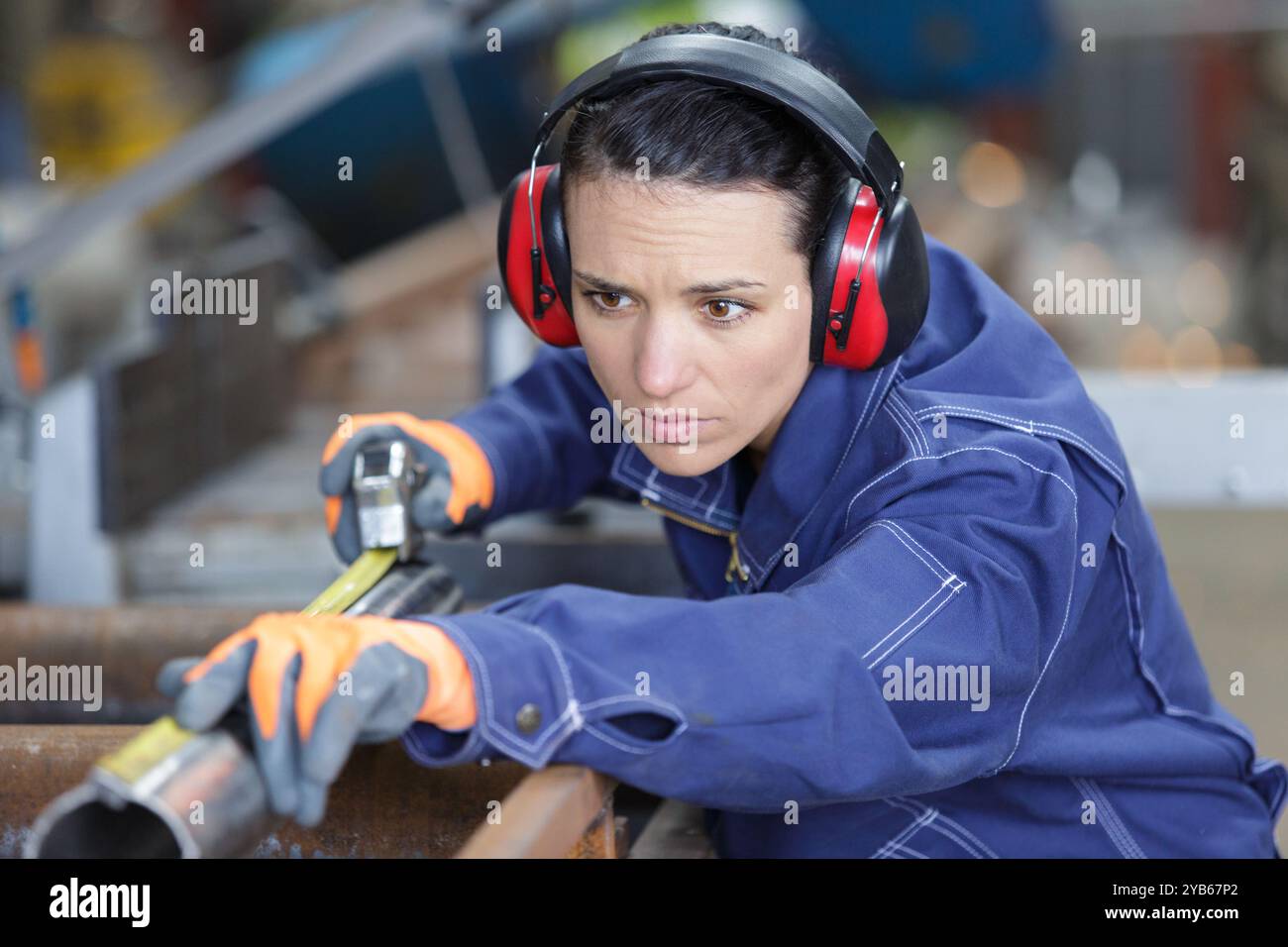 woman using measuring tape ruler Stock Photo