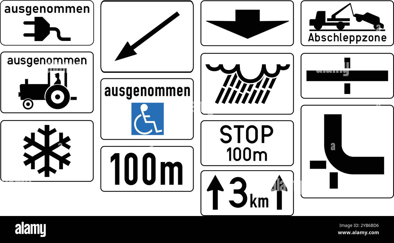 Set of Additional auxiliary signs, Further signs, Retired signs, Road ...
