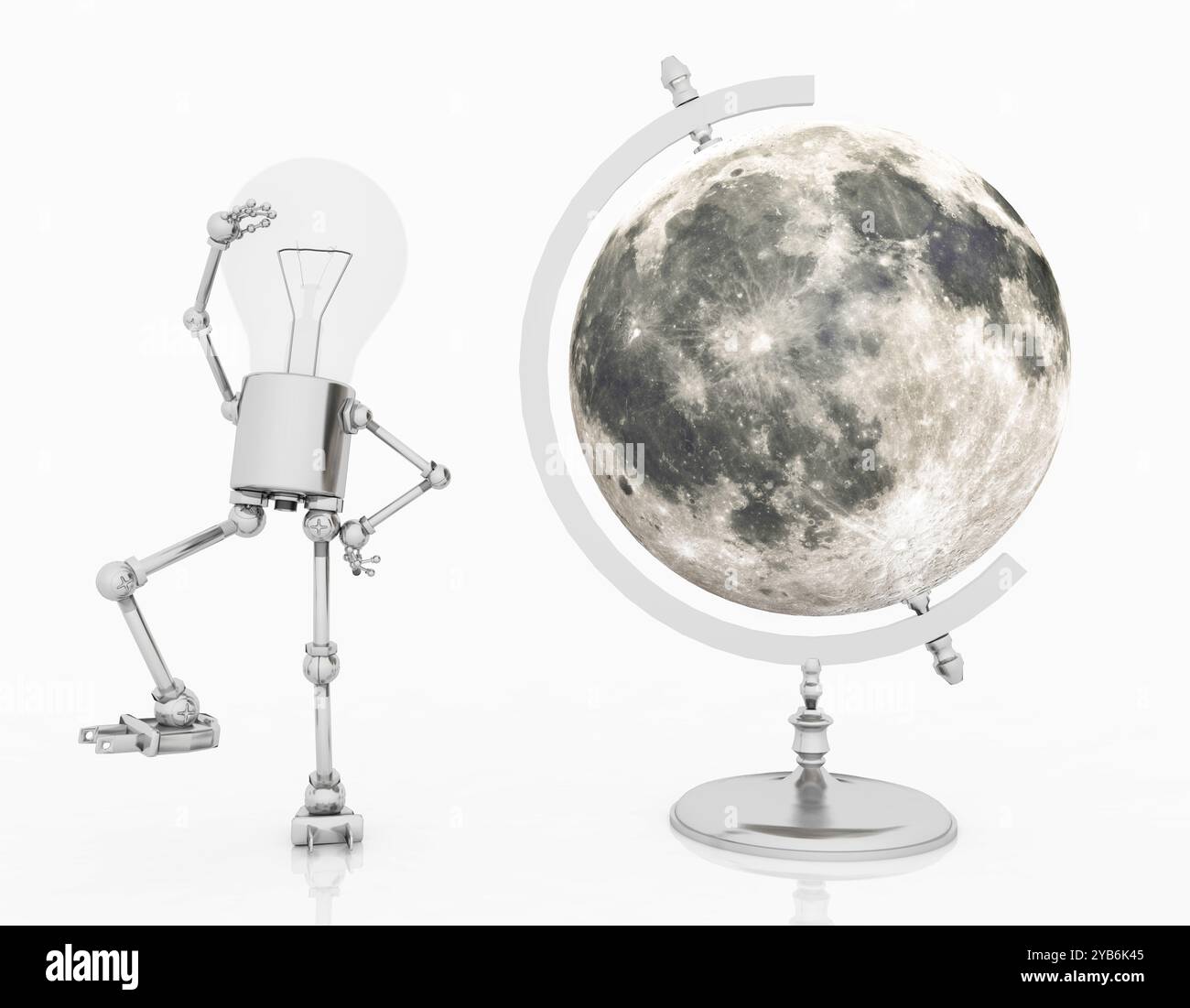 Light bulb figure with a globe of the moon Stock Photo - Alamy