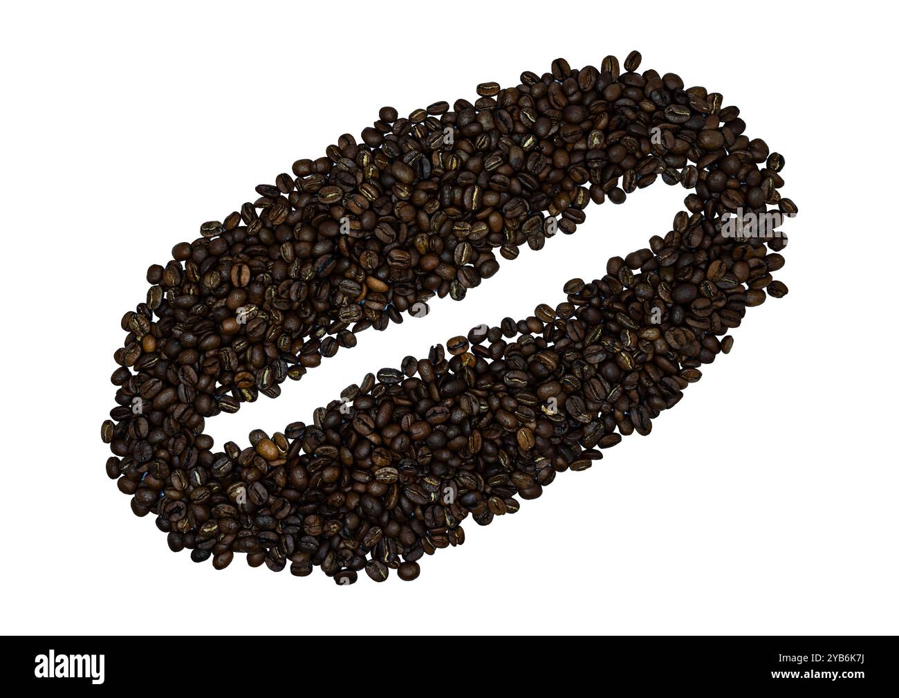 The coffee beans displayed on a plain white background. Stock Photo