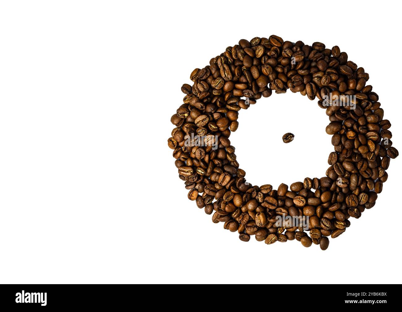The coffee beans displayed on a plain white background. Stock Photo