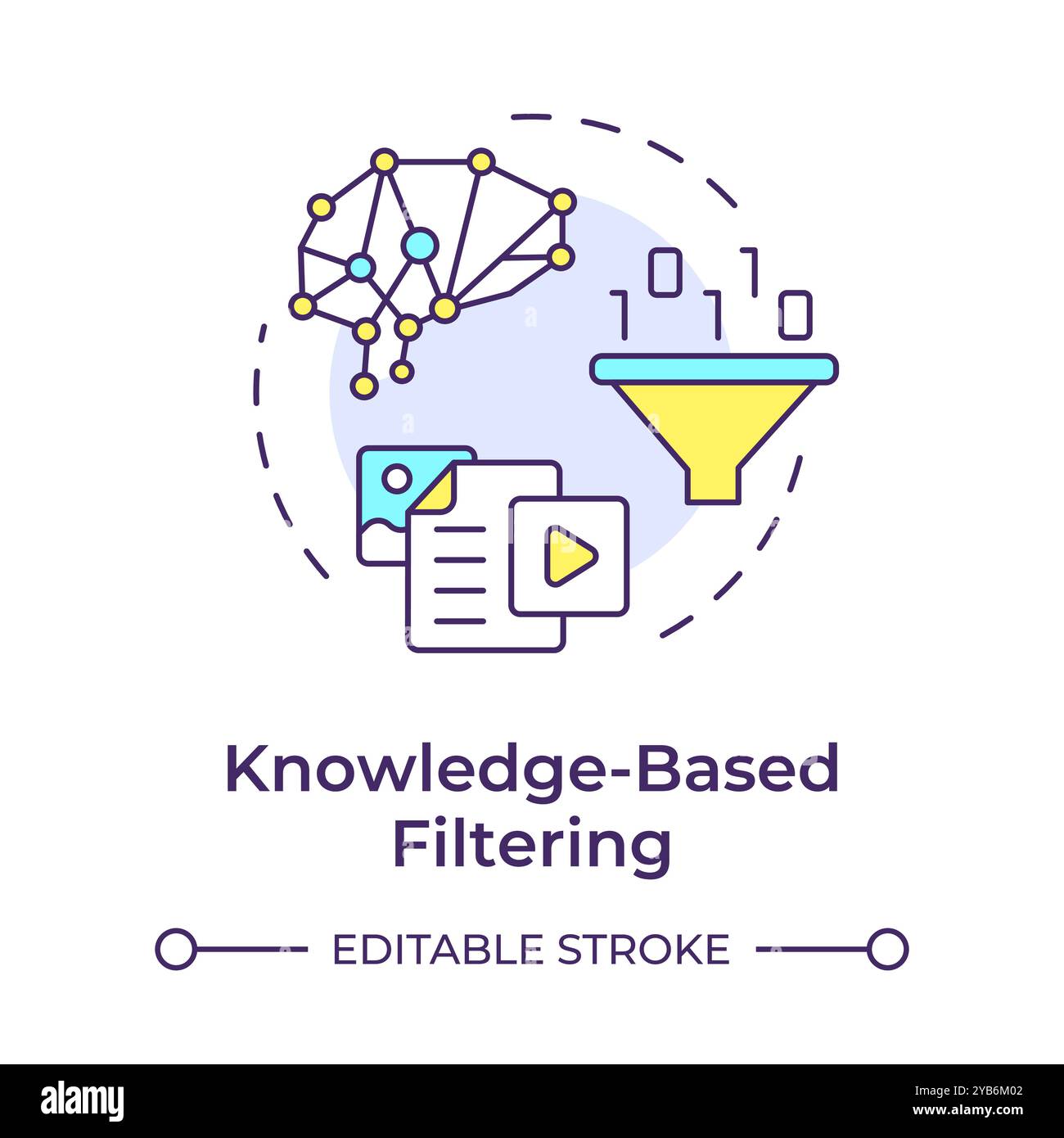 Knowledge-based filtering multi color concept icon Stock Vector