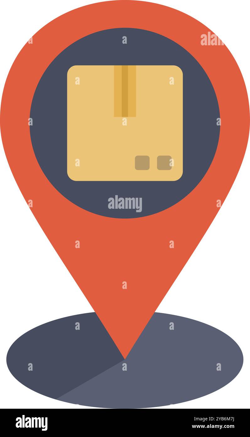 Location pin is marking a spot on a map with a cardboard box inside ...