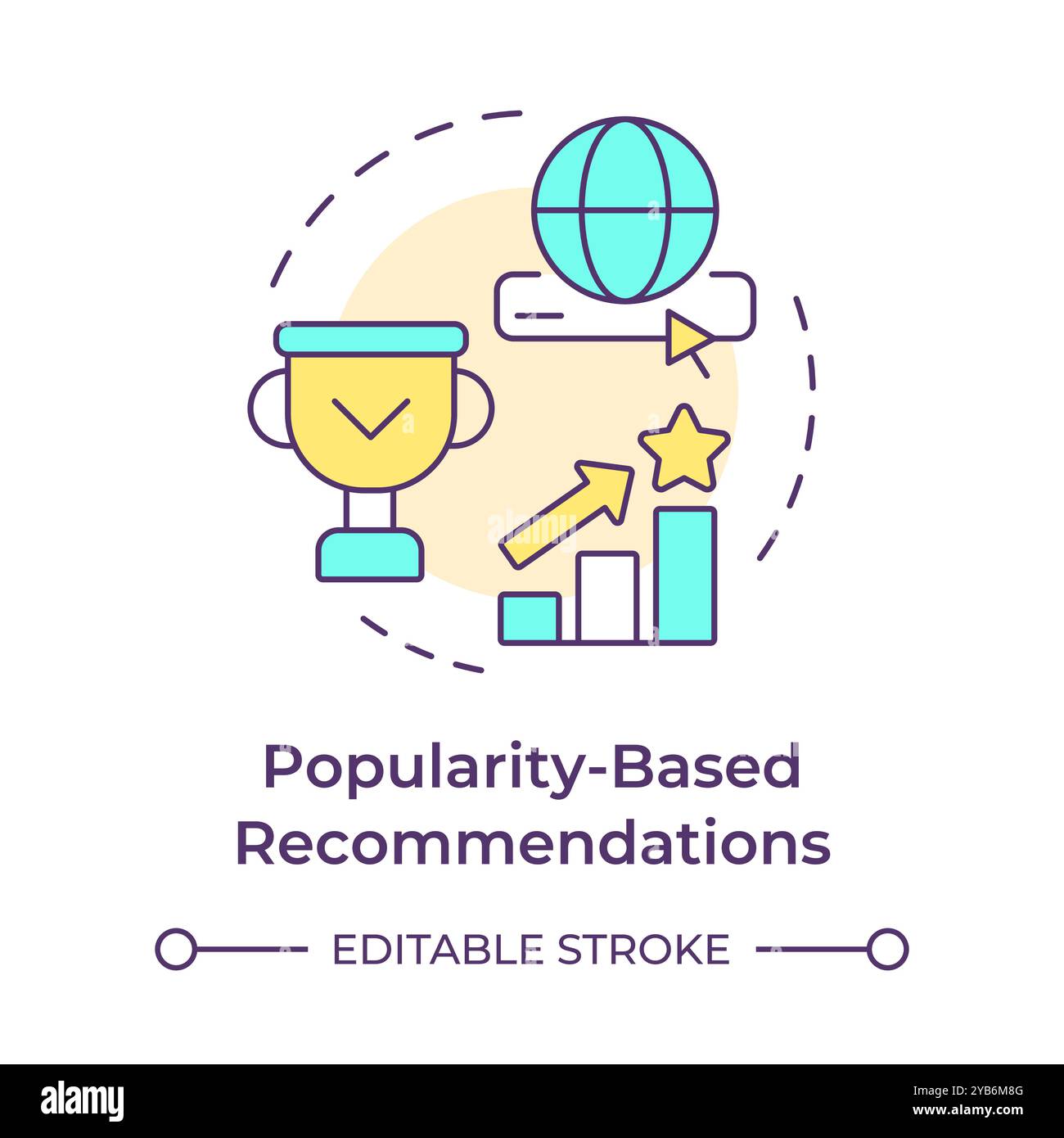 Popularity-based recommendations multi color concept icon Stock Vector