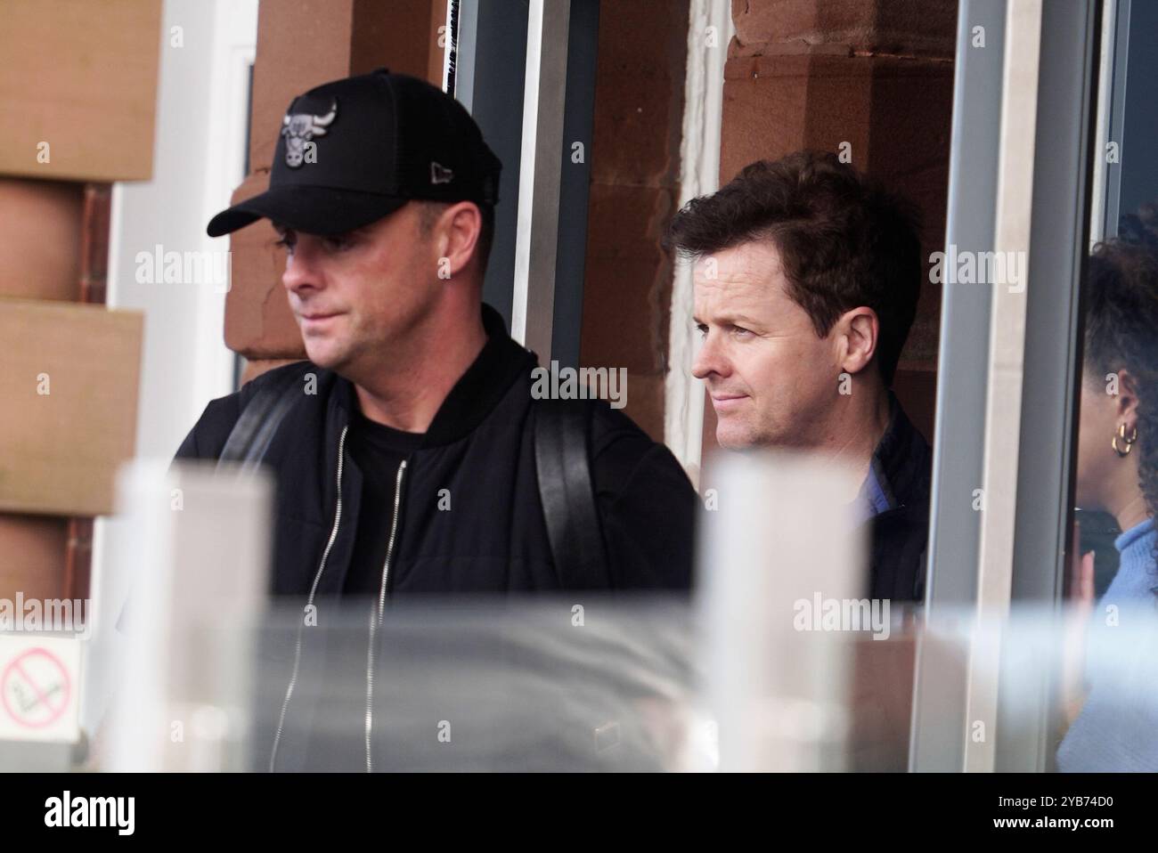 Presenters Ant McPartlin (left) and Declan Donnelly (Ant and Dec) leave The Grand Hotel in Lytham Saint Annes, Lancashire, after Britain's Got Talent has announced it will be postponing auditions for the show following the death of former One Direction singer Liam Payne. Singer Liam Payne, a former member of the boyband One Direction which was created by Simon Cowell, has died at the age of 31 after falling from a hotel balcony in Buenos Aires, Argentina. Picture date: Thursday October 17, 2024. Stock Photo