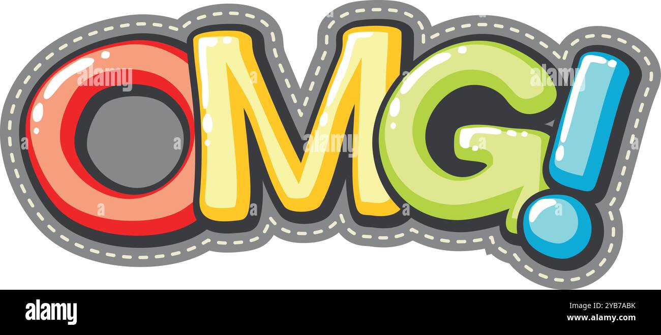 Omg patch. Color trendy hipster clothes label Stock Vector