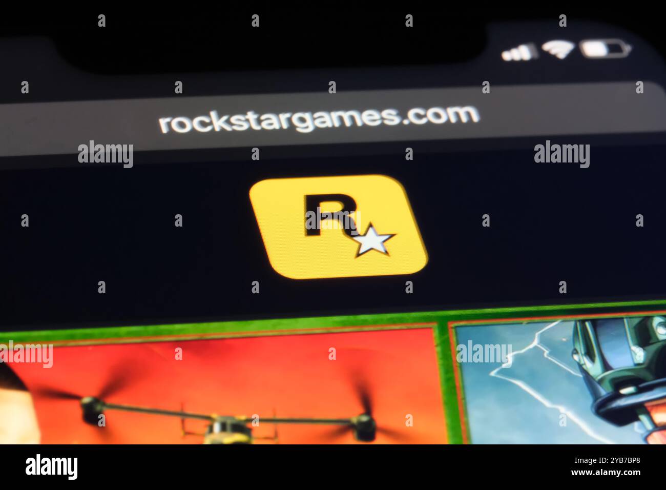 Rockstar Games brand logo on official website.American video game publisher Stock Photo