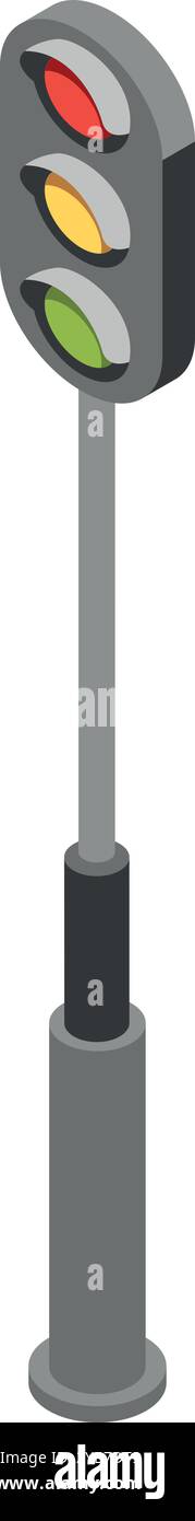 Traffic light isometric icon. Urban road control post Stock Vector
