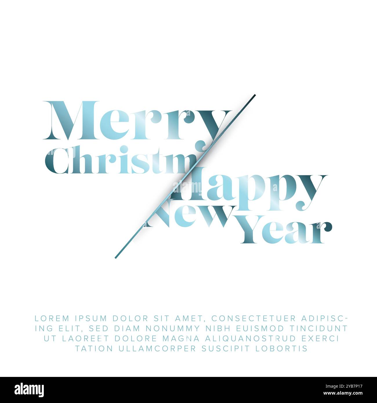 Minimalistic Merry Christmas and Happy new year light blue card ...