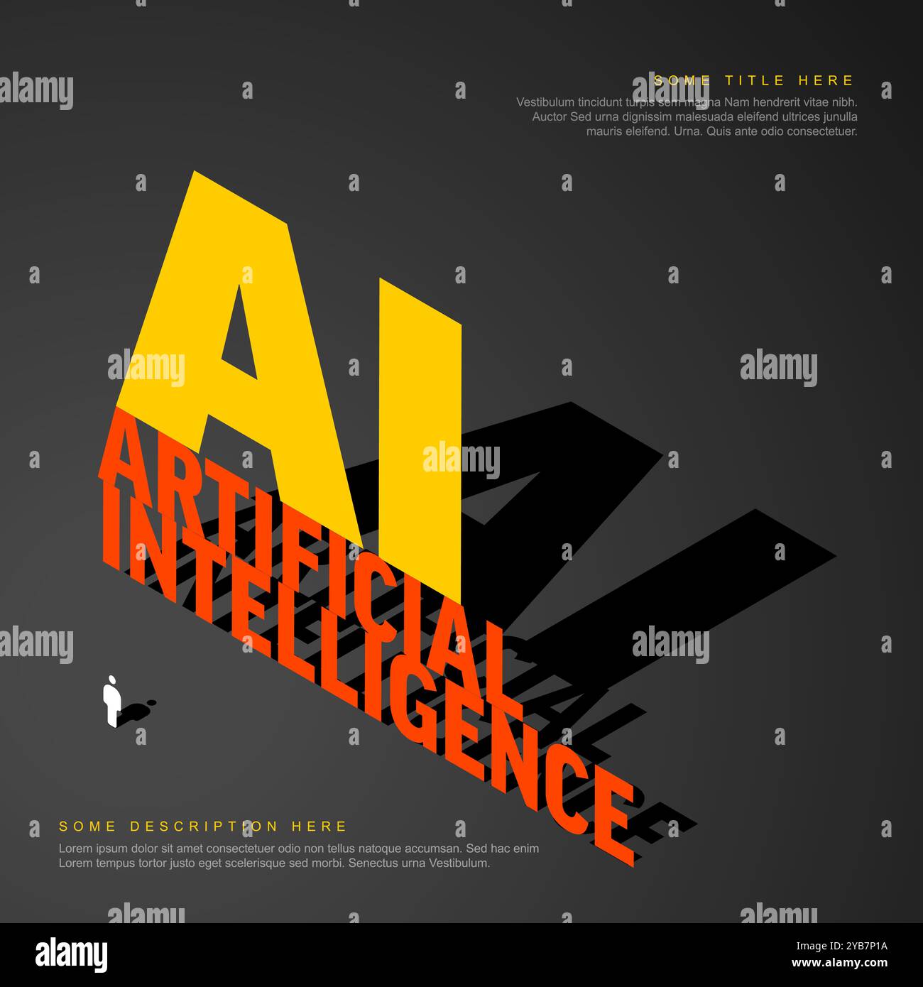 Artificial inteligence conceptual illustration in fresh modern style with place for your content. AI artificial inteligence banner header social media Stock Vector
