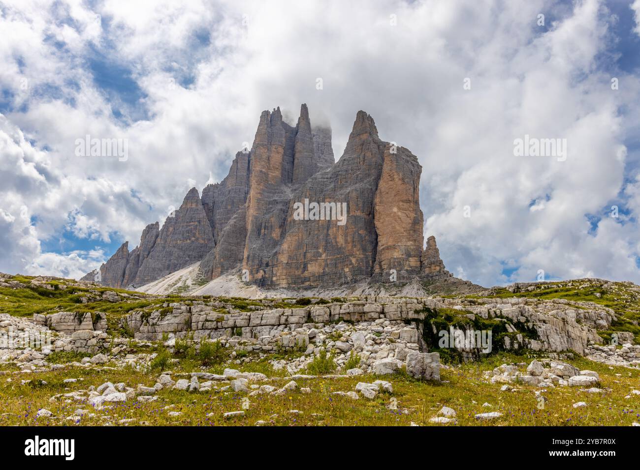 Dolomiti Alps mountain peaks in summer landscape on sunny weather ...