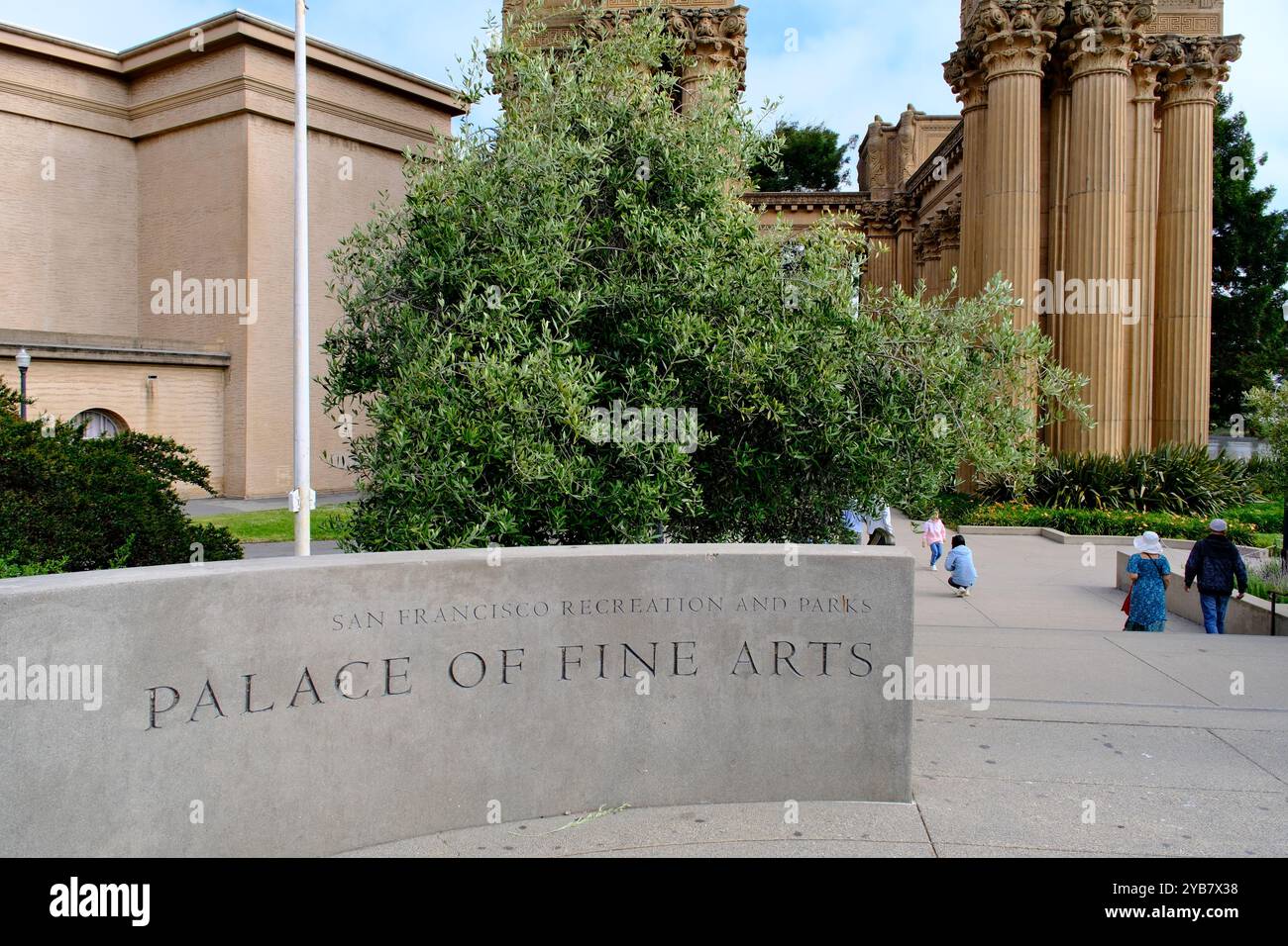 San Francisco,California,USA-June 10th 2024:Palace of Fine Arts and logo entrance sign Stock Photo