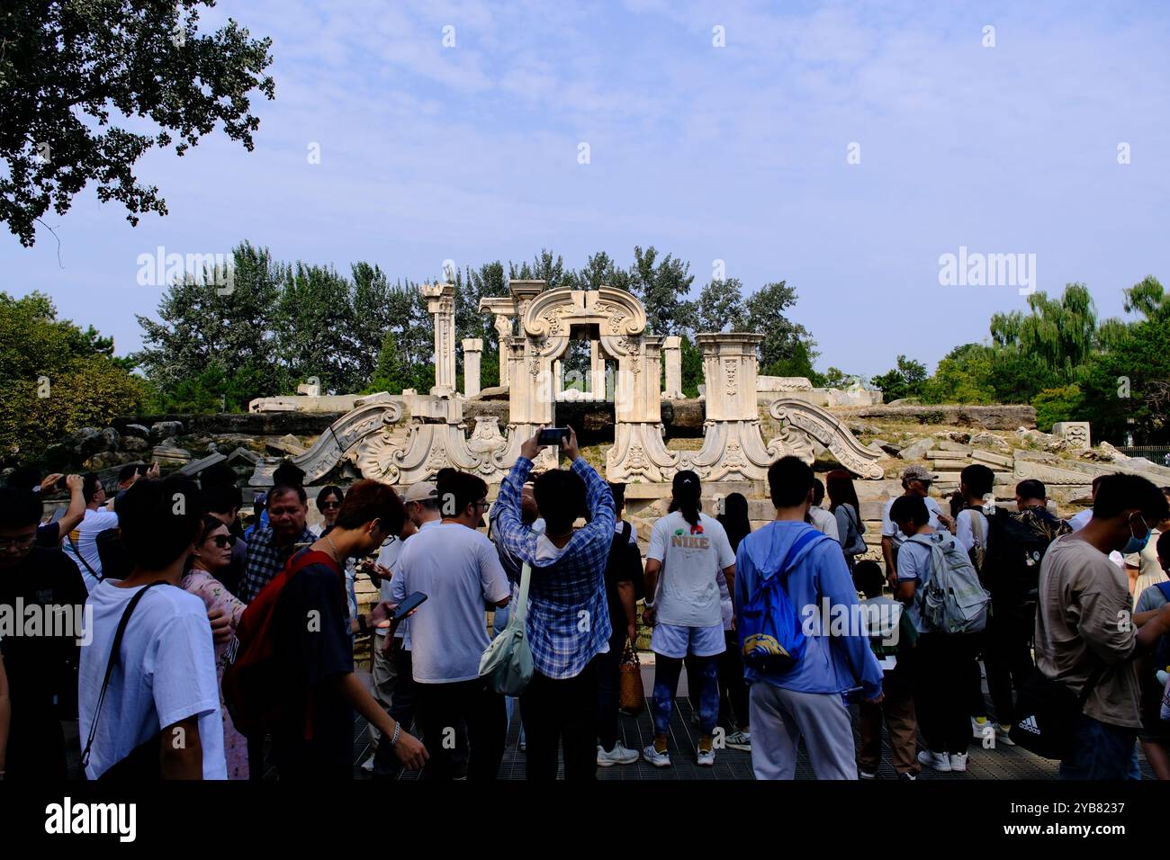 Beijing,China-Sep.16th 2024: many tourists in Old Summer Palace (Yuanmingyuan) Stock Photo