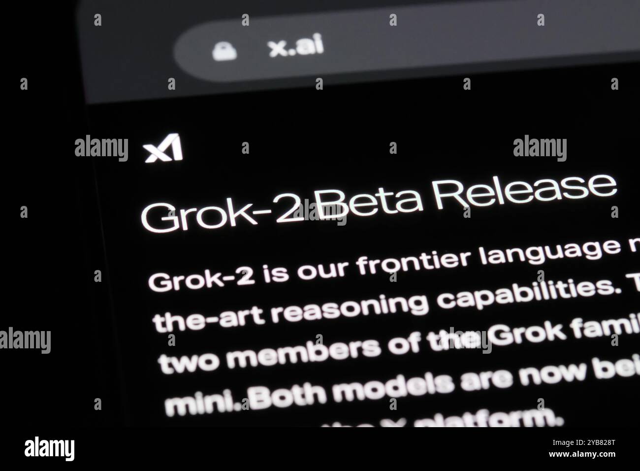 Shanghai,China-August 20th 2024: Grok-2 AI language model Stock Photo