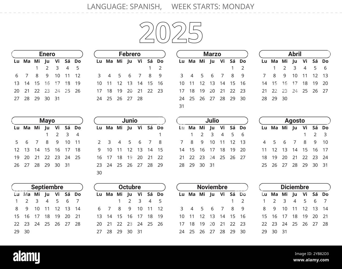 spanish-2025-year-calendar-printable-vector-illustration-for-spain-stock-vector-image-art-alamy