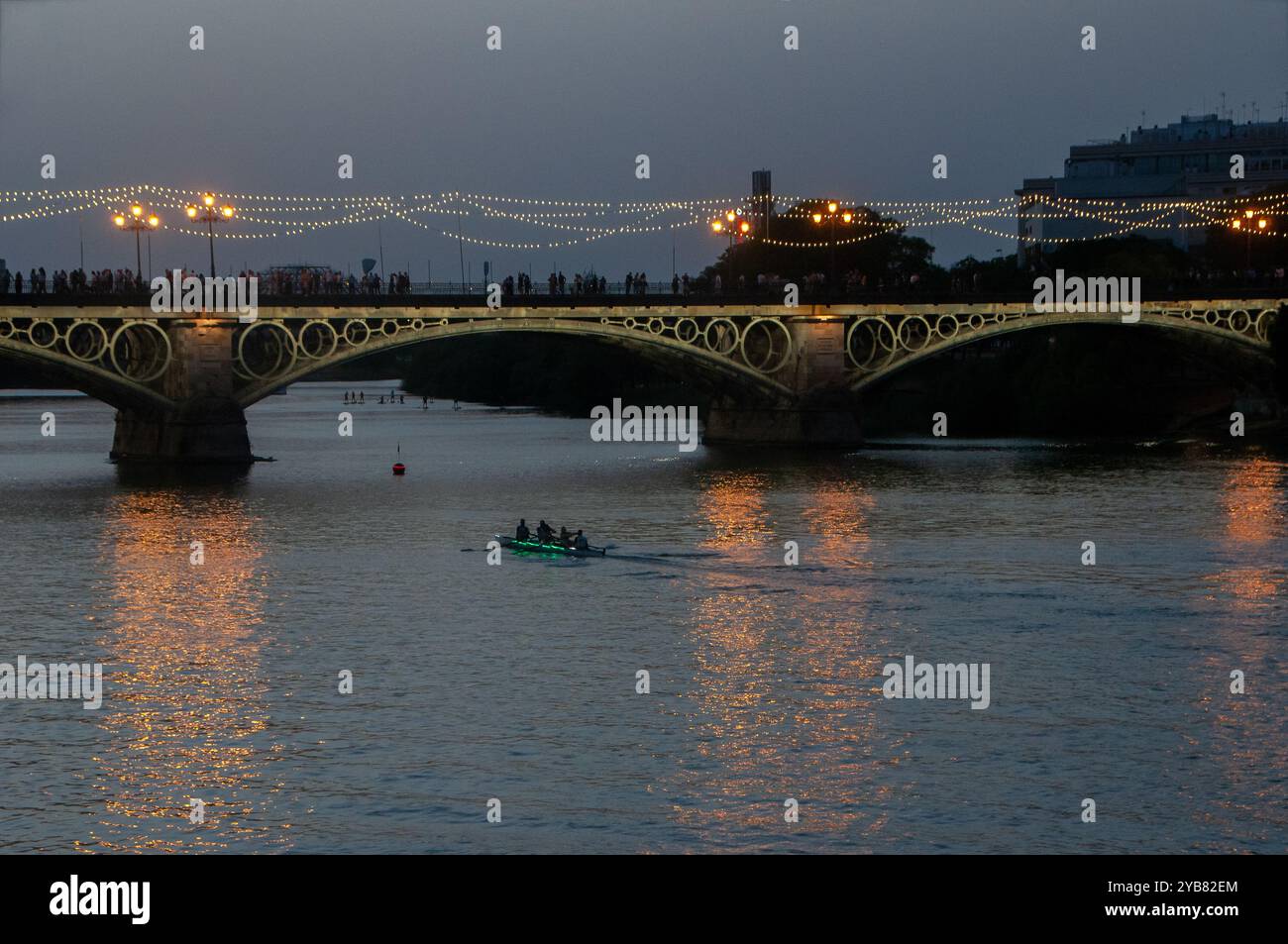 The Velá de Santiago y Santa Ana in Triana, a summer party in Seville. Spain Stock Photo