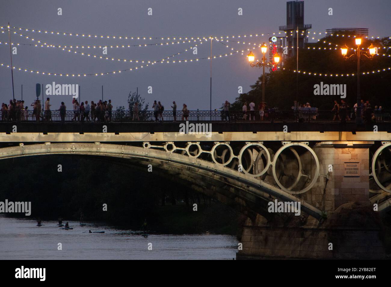 The Velá de Santiago y Santa Ana in Triana, a summer party in Seville. Spain Stock Photo