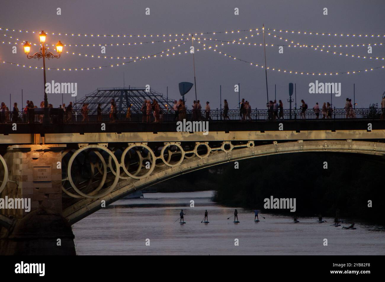 The Velá de Santiago y Santa Ana in Triana, a summer party in Seville. Spain Stock Photo