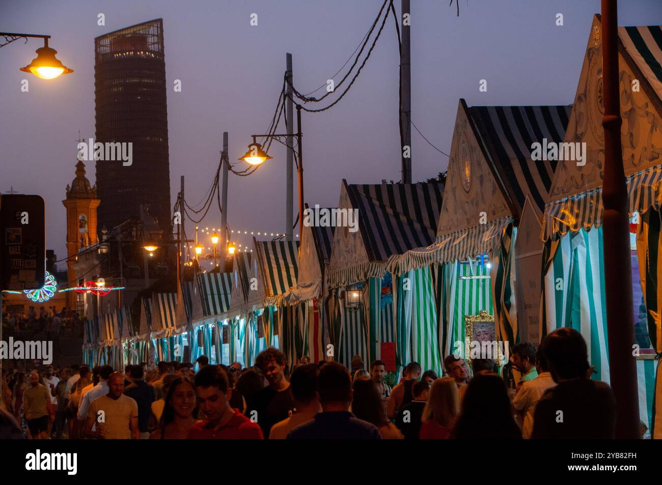 The Velá de Santiago y Santa Ana in Triana, a summer party in Seville. Spain Stock Photo
