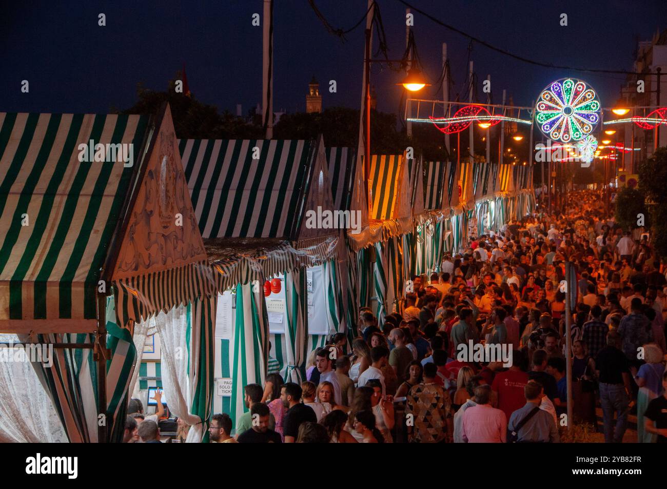 The Velá de Santiago y Santa Ana in Triana, a summer party in Seville. Spain Stock Photo