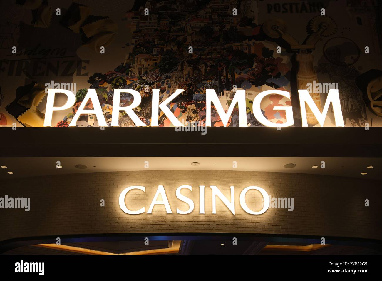 Las Vegas,Nevada,USA-June 17th 2024:Park MGM sign. A megaresort hotel and casino by MGM Resorts International. Stock Photo