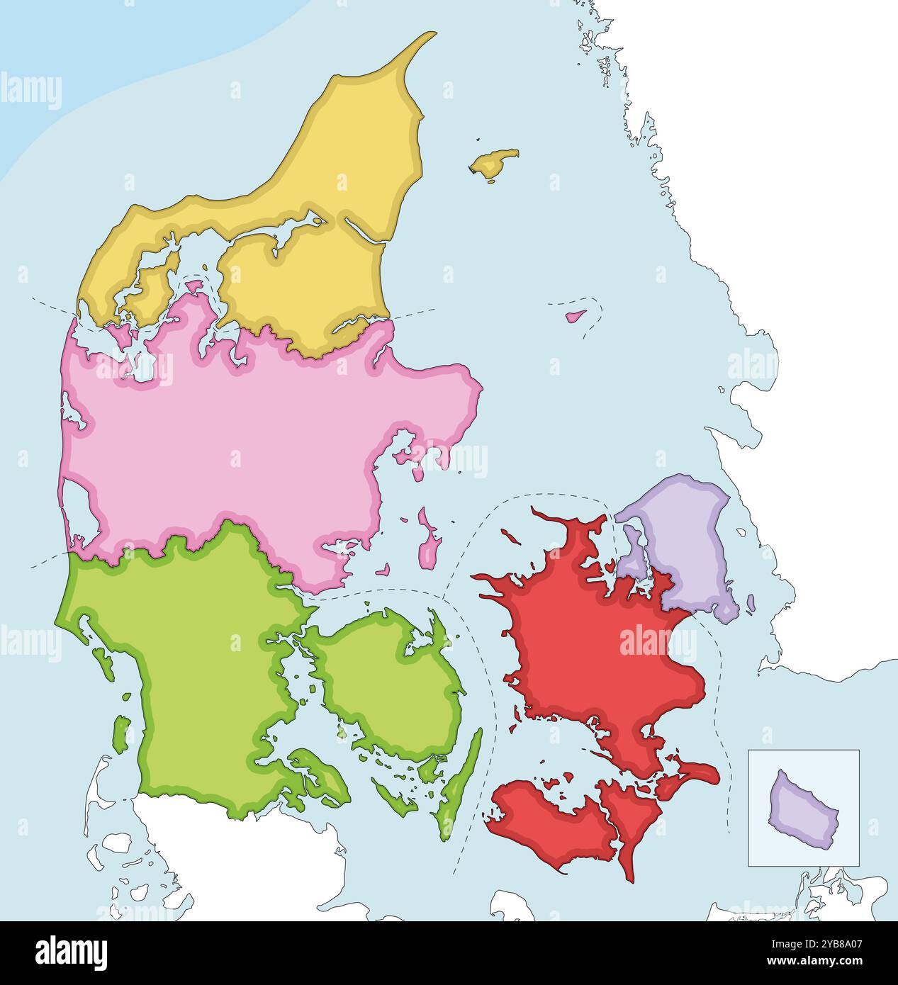 Vector Illustrated Blank Map Of Denmark With Regions And Administrative Vector Illustrated Blank Map Of Denmark With Regions And Administrative Divisions And Neighbouring Countries And Territories Editable And Clearly La 2YB8A07