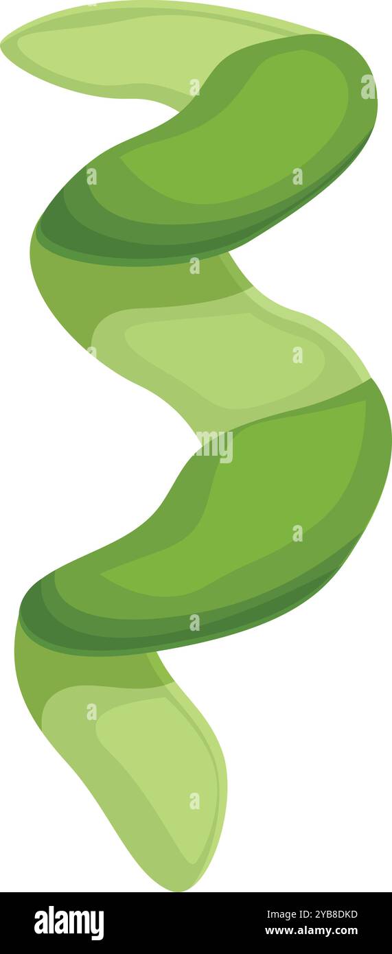 Green abstract shape twisting and turning on a white background Stock Vector