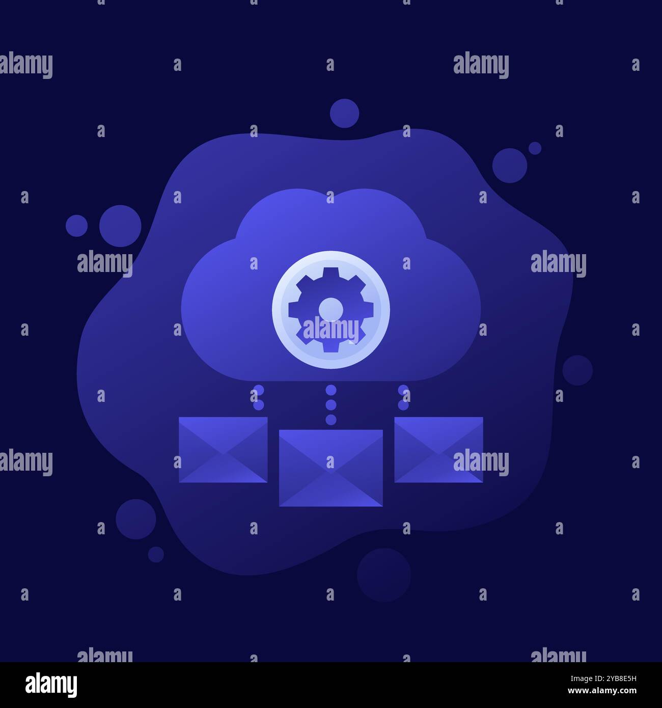 email automation, SaaS platform icon with cloud Stock Vector