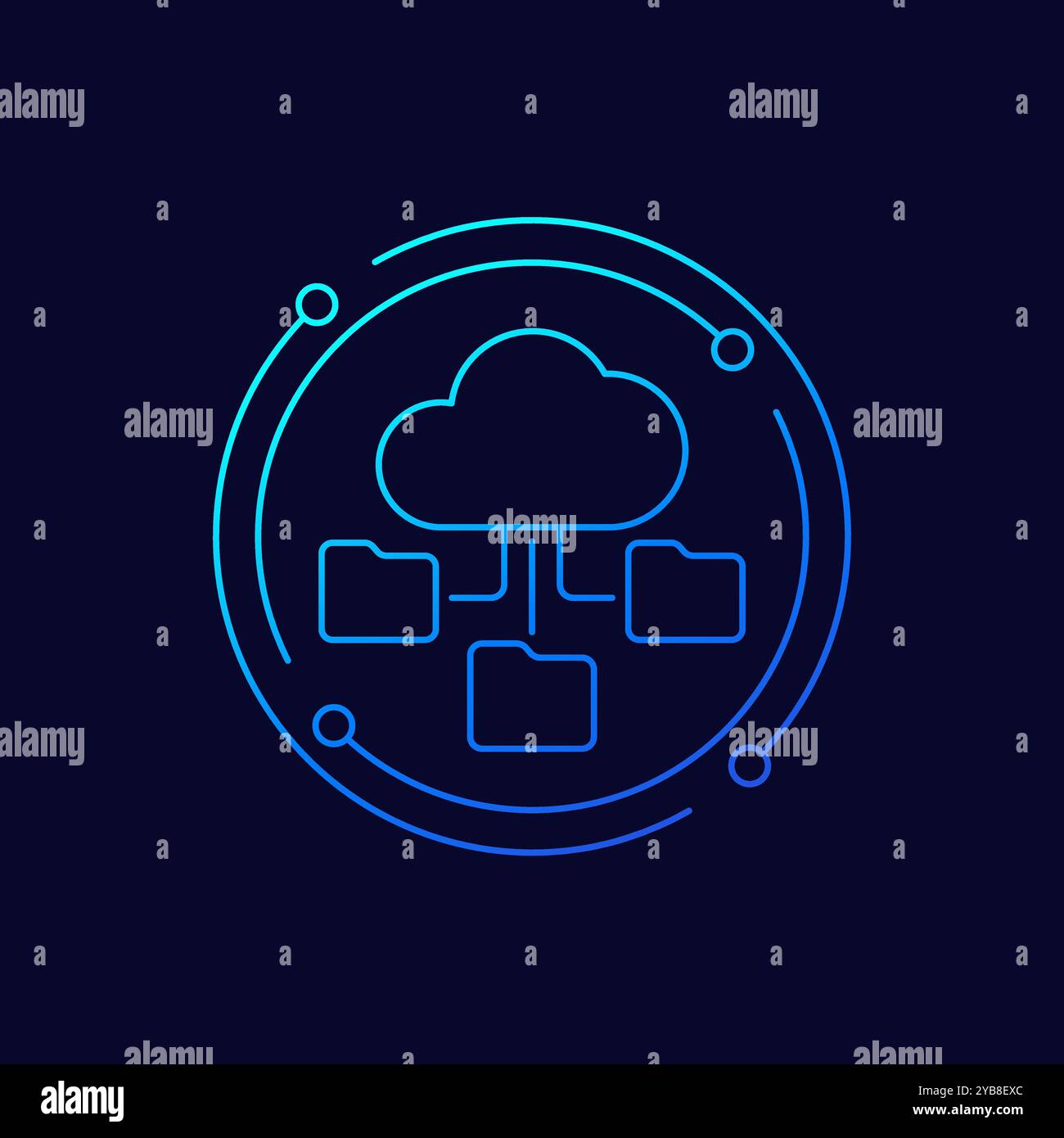 cloud folders icon, linear design Stock Vector