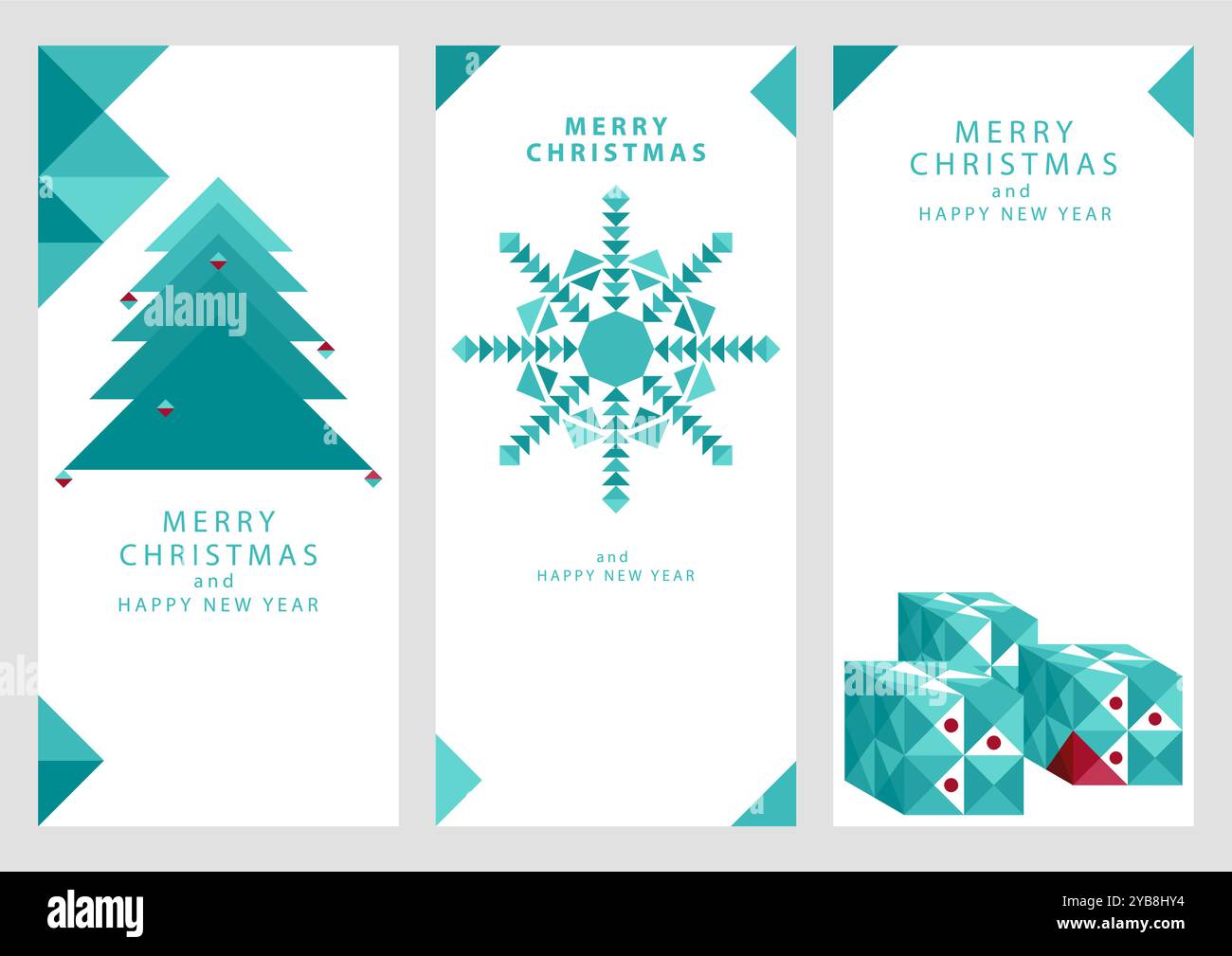 Clean, minimalist set of geometric Christmas icons of a tree, snowflake ...
