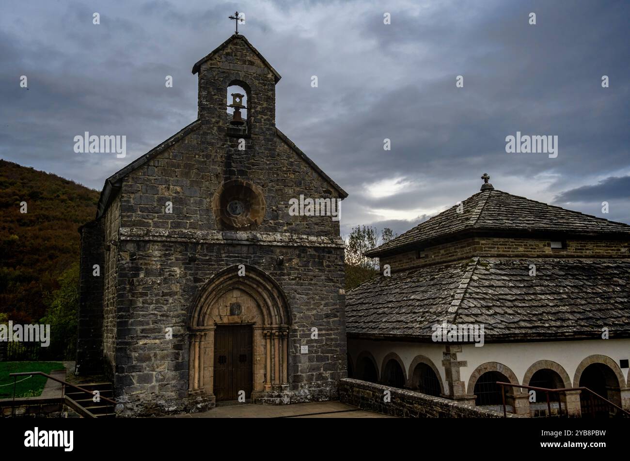 Gothic Chapel Iglesia de Santiago, Roncesvalles, Navarre, Spain. October 2021 Stock Photo