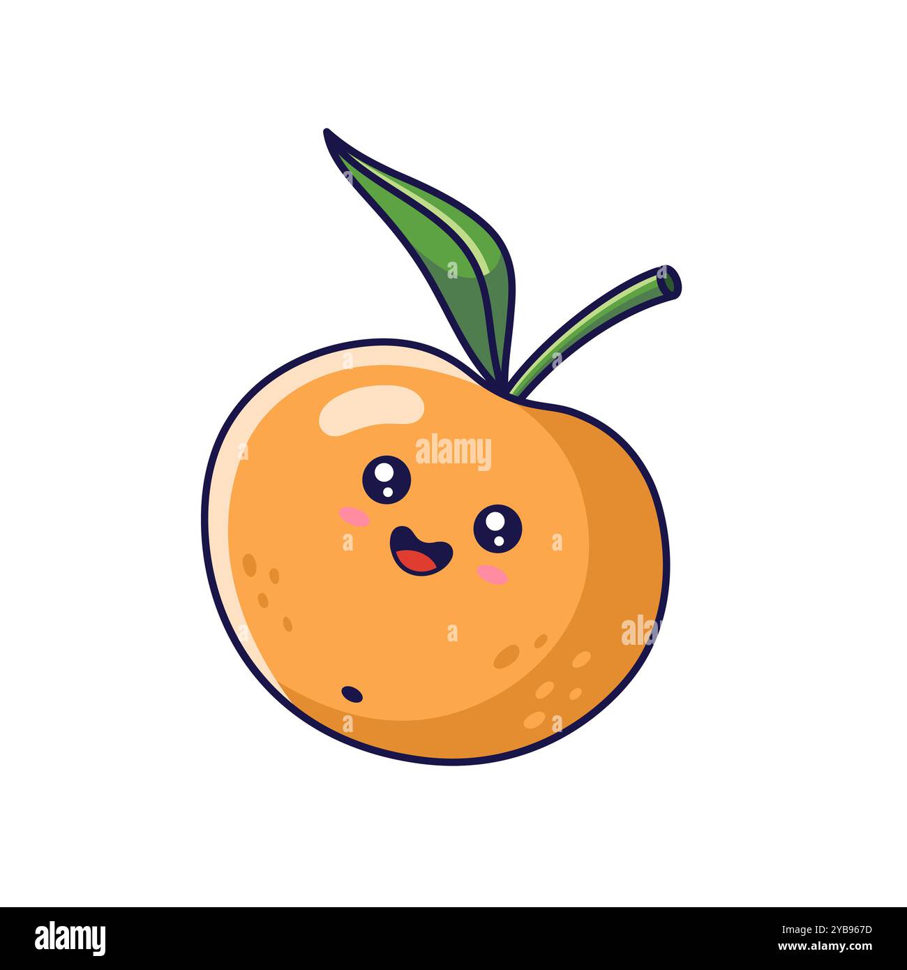 Cute Kawaii Mandarin character. Vector hand drawn cartoon icon ...