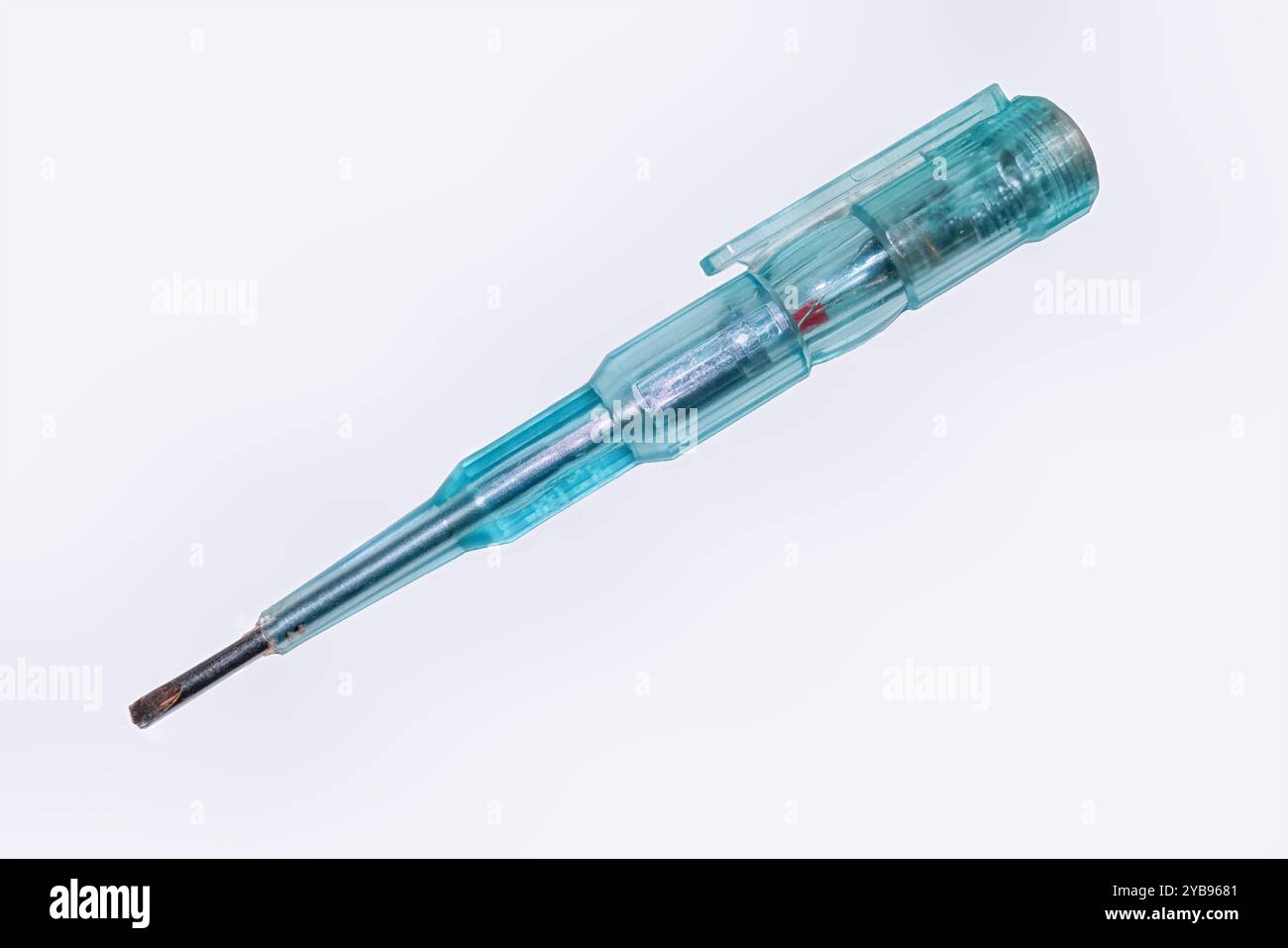 Electrical tester screwdriver isolated on white background. Stock Photo