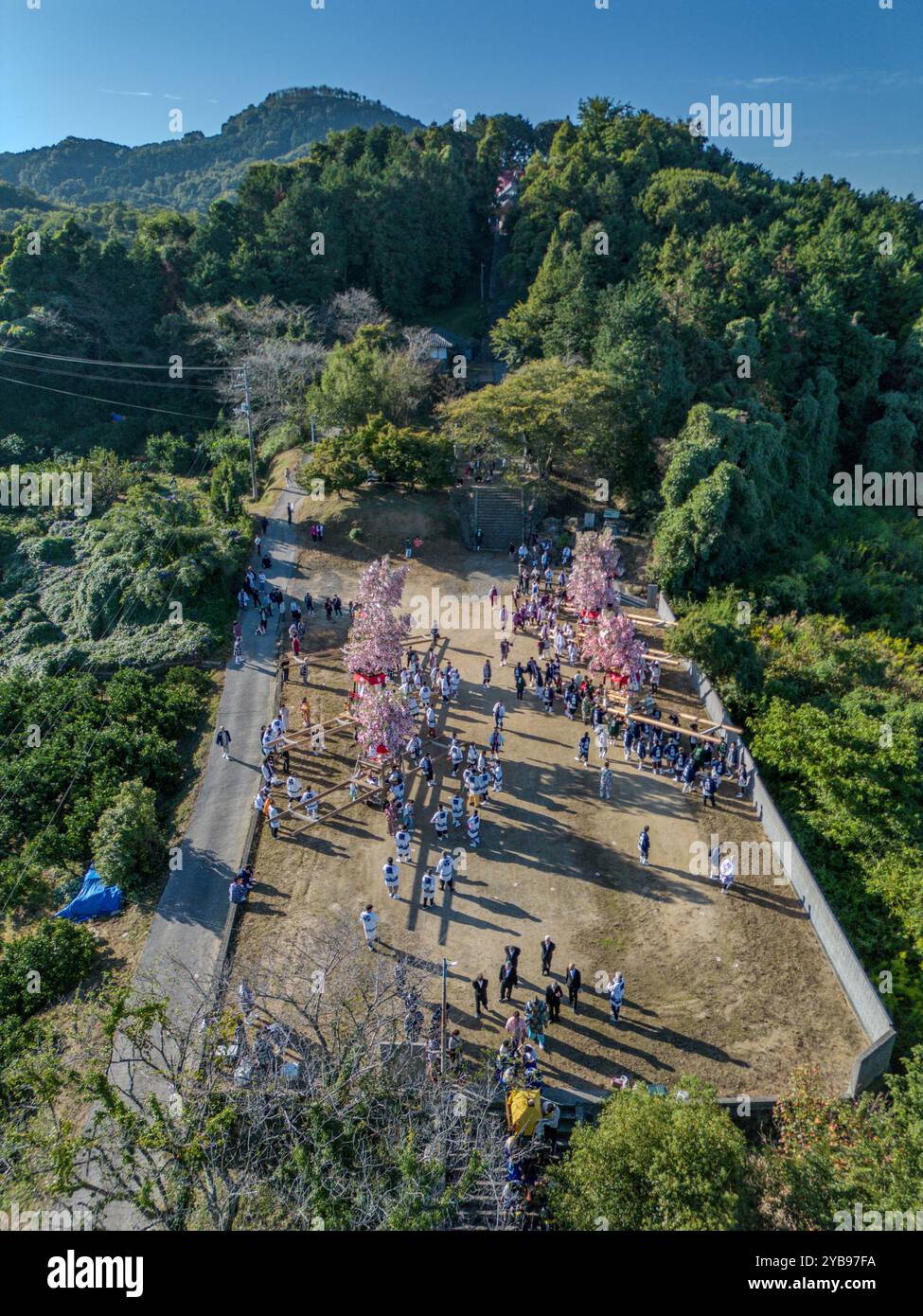 Aerial Image of a tradtional Japanese Autumn Festival Stock Photo - Alamy
