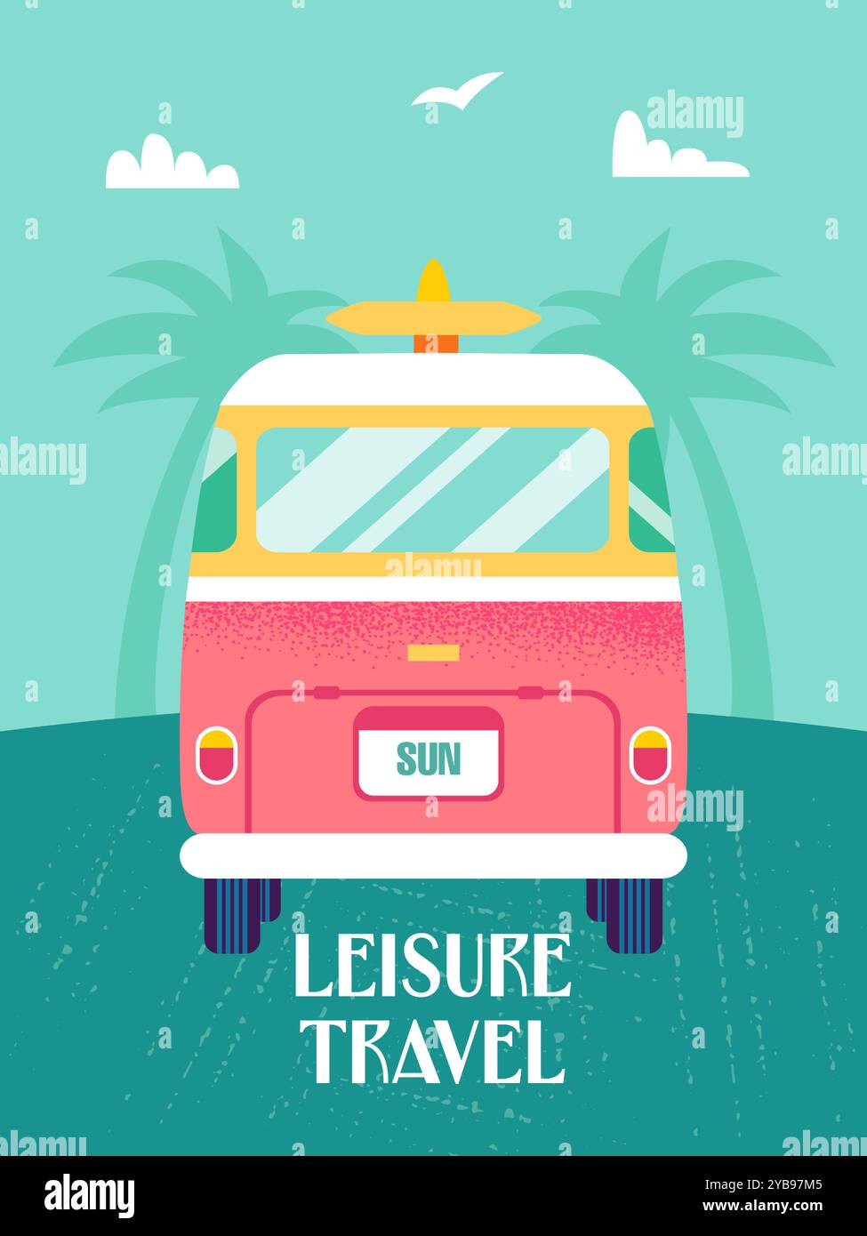 Leisure Travel Van Tropical Stock Vector