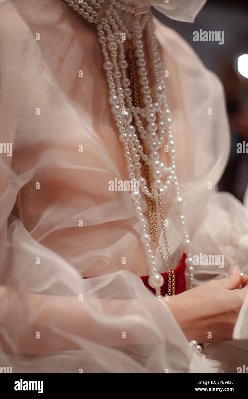 Elegant Women’s Organza Blouse – Transparent Mesh Sleeves & Classic Design main image 1