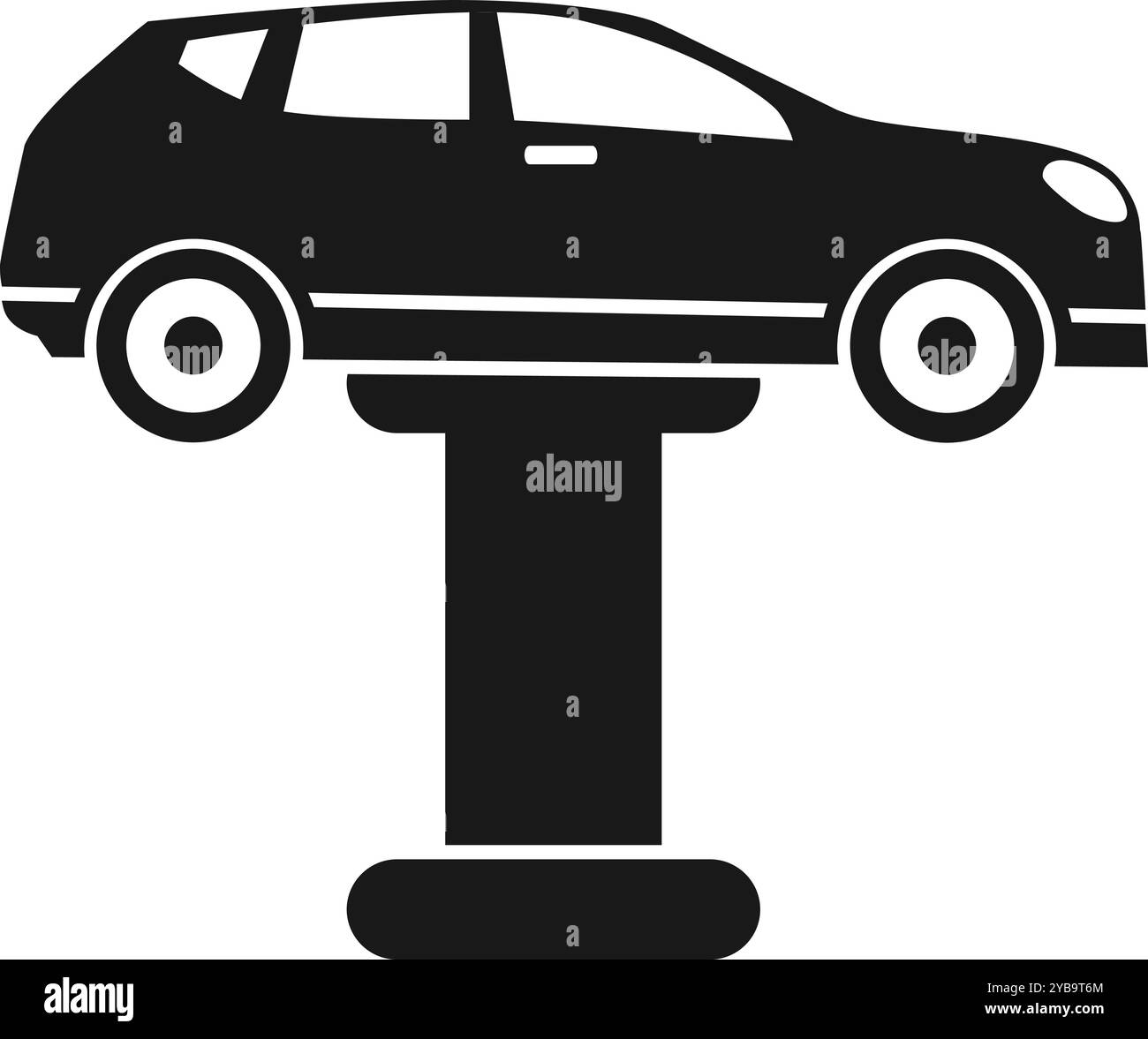 Hydraulic car lift black icon. Auto repair workshop Stock Vector Image ...