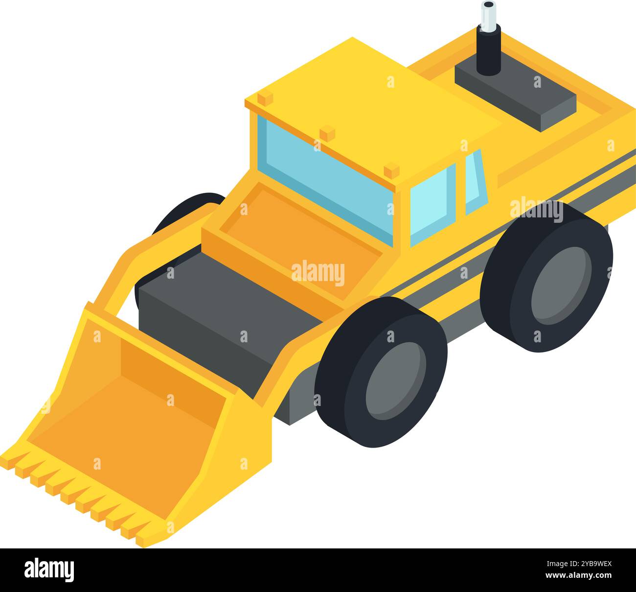 Back hoe loader isometric icon. Digger machine Stock Vector