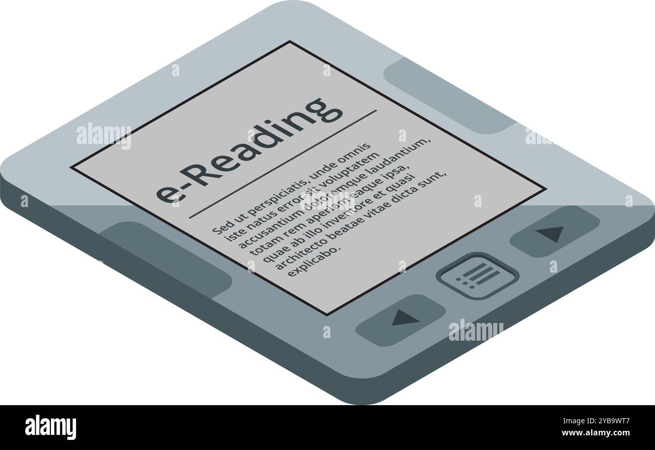 E-book isometric icon. Digital reading screen device Stock Vector Image ...