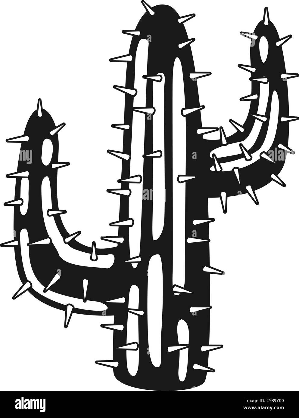 Growing cactus black icon. Mexican desert plant Stock Vector Image ...