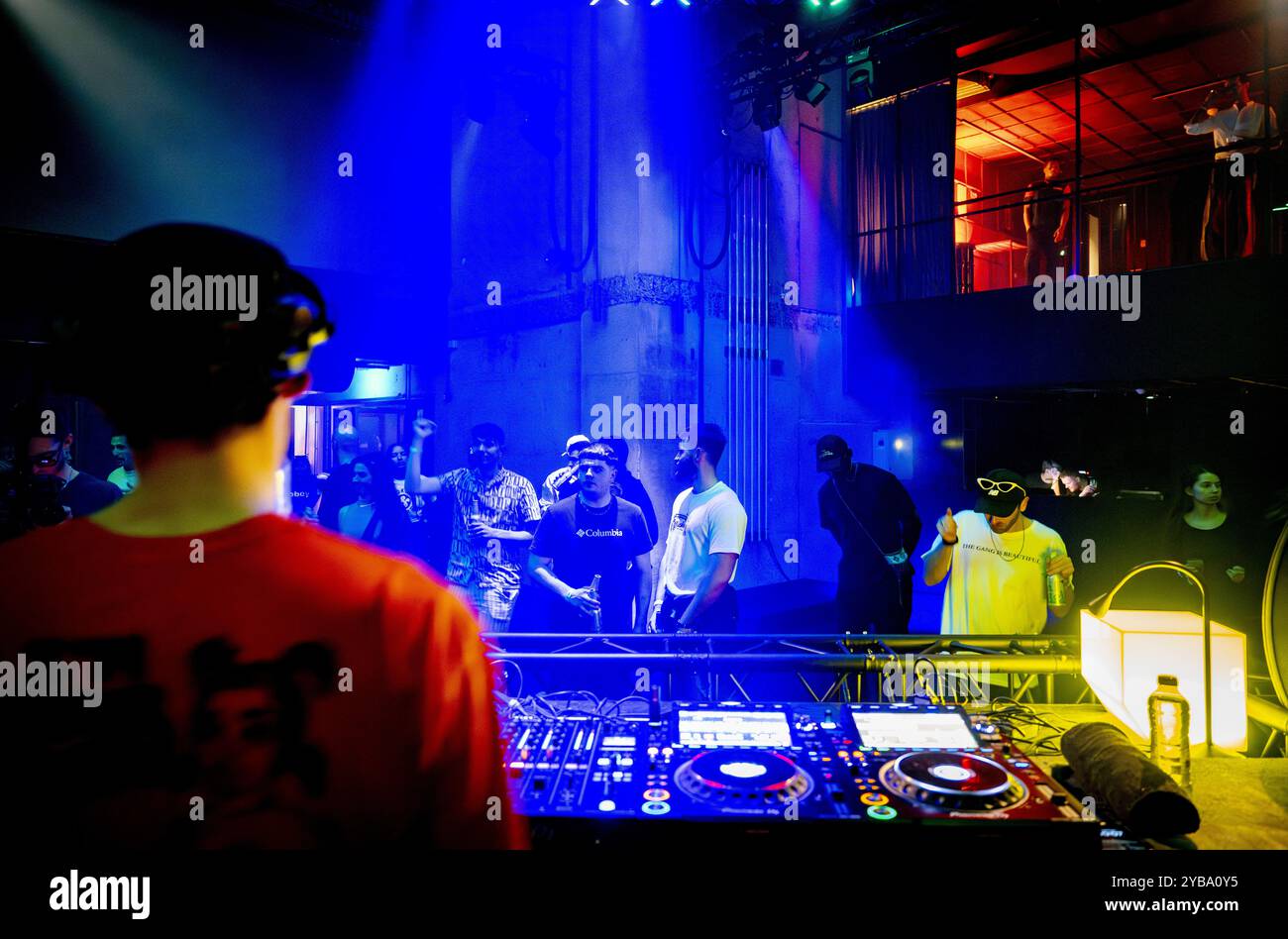 AMSTERDAM - Audiences during a show by DJ EZ, Trippy Tins, Yung Singh and SAIDAH at the A'DAM Tower. The concert is part of the Amsterdam Dance Event (ADE), a multi-day music event with parties and concerts throughout the city. ANP ROBIN UTRECHT netherlands out - belgium out Stock Photo