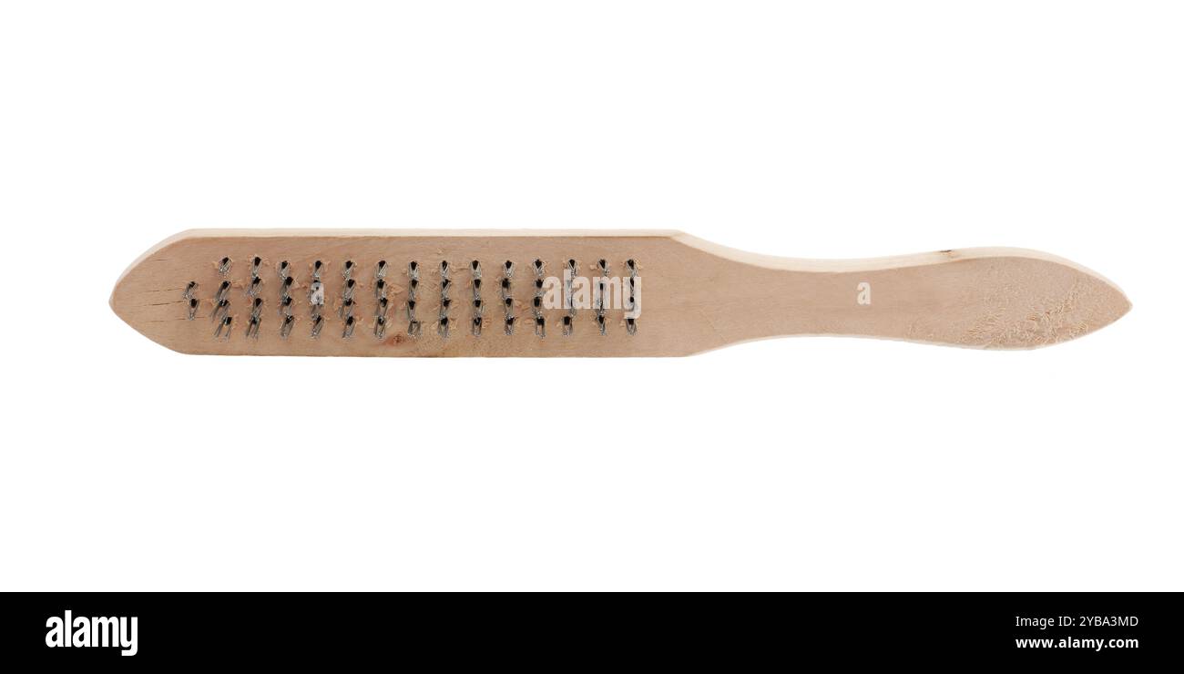 Wire brush wood front view Stock Photo