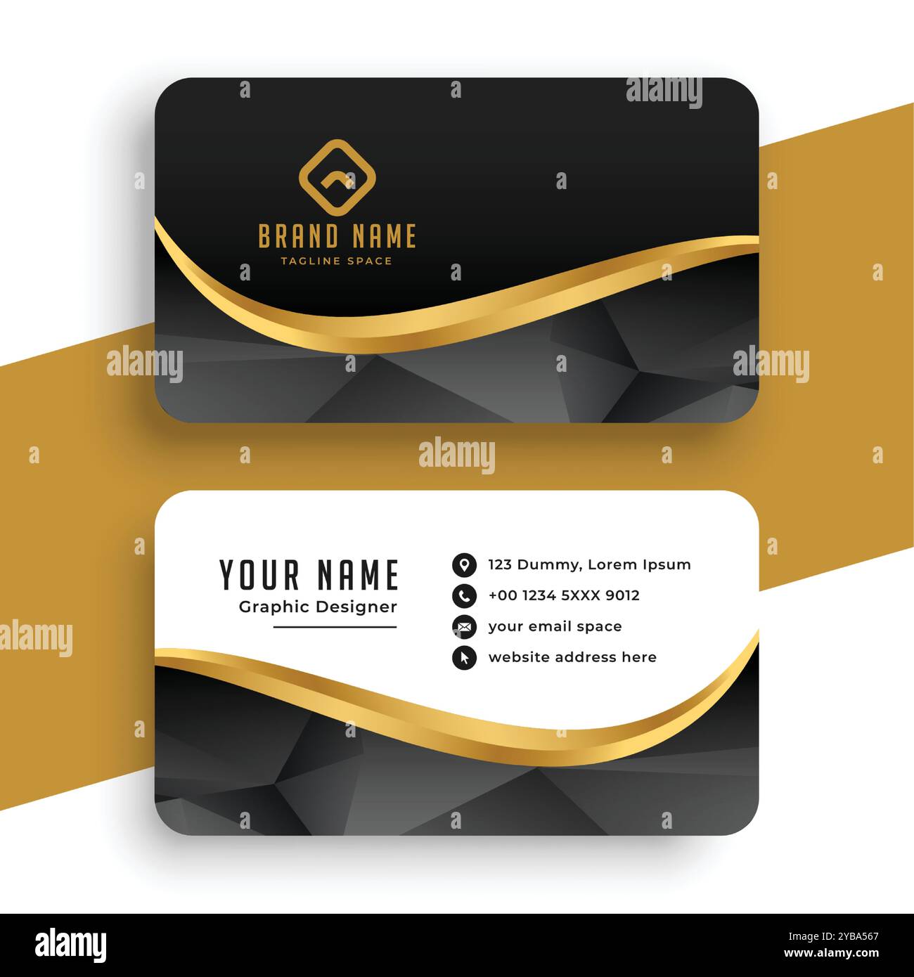 black and golden wave business card design Stock Vector Image & Art - Alamy