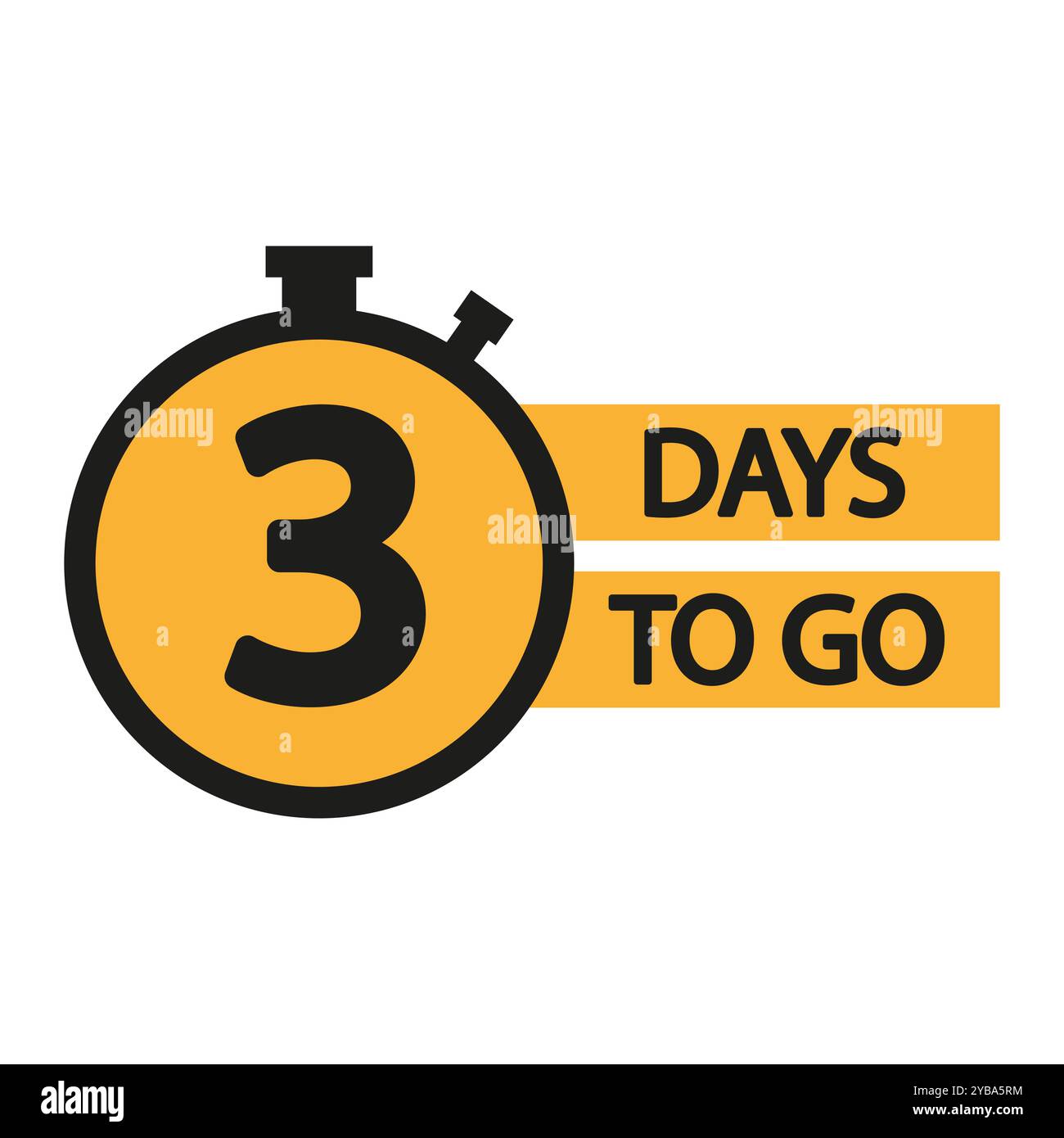 Stopwatch icon with number 3. Countdown clock with Three Days to Go ...